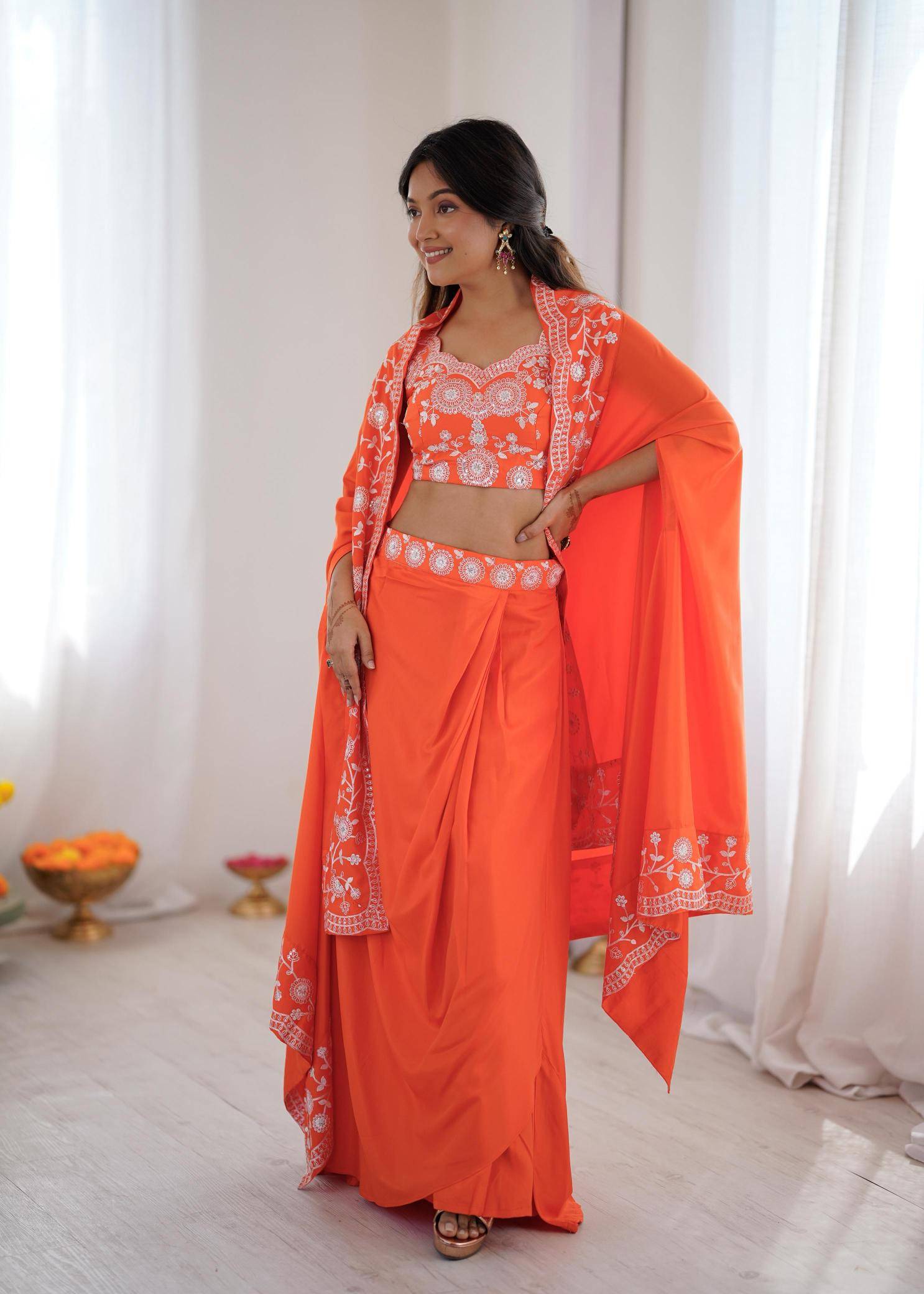 SP 73 Crep Orange Latest lehenga choli collection in Surat